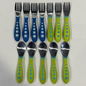 Lot of 12 Gerber Graduates Kiddy Cutlery Stainless Steel Toddler Forks & Spoons